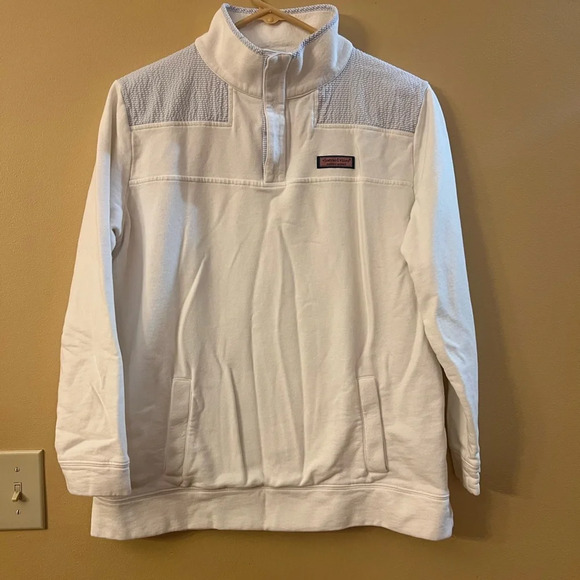 Vineyard Vines Sweatshirt Womens Size Small White Pullover 1/4 Zip Casual Preppy - Picture 1 of 5